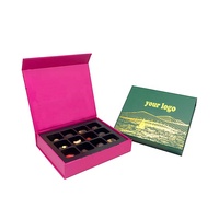 Boîte cadeau en carton pliable de luxe personnalisée de 12 chocolats avec couvercle à fermeture magnétique pour truffes, bonbons, emballages en papier