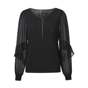 Maglione Elegante da <span class=keywords><strong>Donna</strong></span> a Maniche Lunghe in <span class=keywords><strong>Maglia</strong></span> Trasparente con Scollo a V e Bordi a Contrasto, Prezzo di Fabbrica - Product Image 2