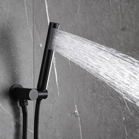 Robinet de bain et de douche mural noir mat à double poignée, ensemble de douche pluie 10 pouces avec douchette à main