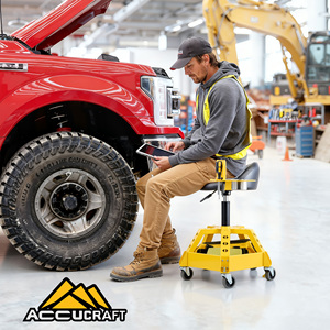 Sedia da officina con schienale basso, rotazione a 360°, portabicchieri, vassoio porta attrezzi, portata 330 libbre, per meccanici di garage, attrezzo per riparazione carrozzeria auto, B2B - Product Image 6