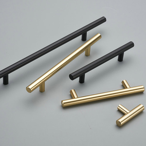 哑光黑色不锈钢黑色饰面家具橱柜中空实心t形杆抽屉拉手 - Product Image 6
