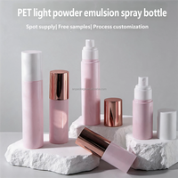 Flacon pulvérisateur cylindrique en PET rose plaqué or rose de 30 ml, 50 ml, 60 ml avec couvercle en carton et pompe à émulsion, bouchon à vis pour shampoing et cosmétiques (vide)