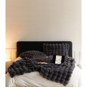 Ghế sofa ấm áp thỏ giả lông chăn bong bóng sang trọng nặng ấm cúng thỏ giả Lông Đôi sofa chăn mùa đông bọc ghế tùy chỉnh - Product Image 5