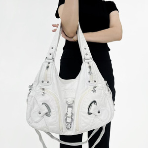 <span class=keywords><strong>Sac</strong></span> fourre-tout vintage Y2K pour femme, style motard, <span class=keywords><strong>sac</strong></span> à bandoulière Meilad vintage délavé, <span class=keywords><strong>sac</strong></span> bandoulière - Product Image 5