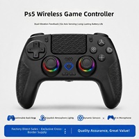 Manette de jeu sans fil pour PS5, manette de jeu avec lumière RGB, joystick à double vibration, panneau tactile, manette de jeu pour PS5/Pro/Slim PC