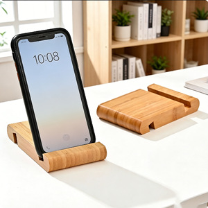 Bamboo Phone <b>Stand</b> Desktop Holder For All Phones Creative Tablet <b>Stand</b> Live Streaming Use - Product Image 2