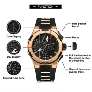 นาฬิกาข้อมือผู้ชาย OEM/ODM ปฏิทิน โครโนกราฟ กันน้ำ เรืองแสง แฟชั่น สายซิลิโคน กันน้ำ ควอตซ์ - Product Image 2