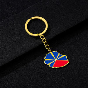 Llavero con Colgante de Mapa de <span class=keywords><strong>la</strong></span> <span class=keywords><strong>Isla</strong></span> de <span class=keywords><strong>La</strong></span> Réunion, Chapado en Oro de 18K, Personalizado, de Acero Inoxidable con Esmalte, Venta al por Mayor - Product Image 2