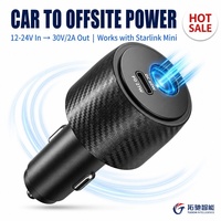 Nouvel adaptateur mini 2-en-1 pour voiture 90W pour antenne Starlink, convertisseur élévateur de tension 12-24V 30V, double sortie DC 60W Type-C PD 27W pour camion, camping-car, bateau
