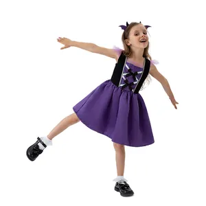 Halloween petit diable cosplay cos costume robe violette costume de performance maternelle