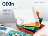 Assiette carrée en PP pour raviolis, plat à vinaigre pour sushi, résistant au micro-ondes, réutilisable, plateau à trempette empilable, vaisselle OEM