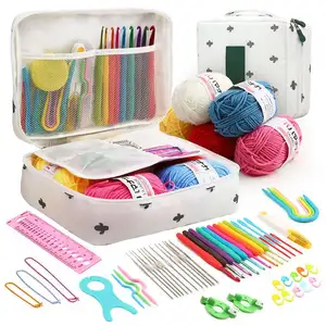 Crochet Kit for Beginners Kids Adults Crochet Hook Kit With Storage Bag Weaving Needles Set DIY Arts Craft Sewing Tools
