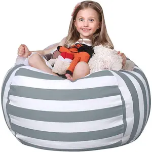 子供のための収納ビーンバッグチェアカバー子供を整理するための詰め物のジッパービーンバッグぬいぐるみ大型プレミアムコットンキャンバス
