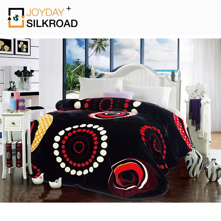 100% Polyester Classic Pattern Geometric Design 1 Ply 3.5Kg Printed Mink Blanket Throw Polyester Mink Raschel Blanket