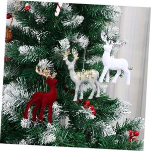 Navidad Flocking Plastic Flashing Reindeer <b>Christmas</b> Reindeer <b>Wooden</b> Elk Ornaments Xmas Holiday Decorations - Product Image 5