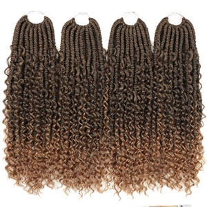 Extensiones de cabello sintético Goddess Locs de 18 pulgadas Crochet Hair Bomb Twist con estilo rizado teñido Faux Locs - Product Image 5