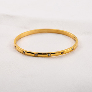 Diamond <b>Bracelet</b> Women's Gold Plated Synthetic Diamond Round Brilliant Cut Everyday Wear Thin Cuff <b>Bangle</b> Jewelry - Product Image 4