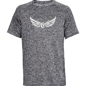 T-shirt à manches courtes gris chiné pour homme avec logo blanc imprimé sur le devant, coupe décontractée en jersey à séchage rapide - Product Image 1