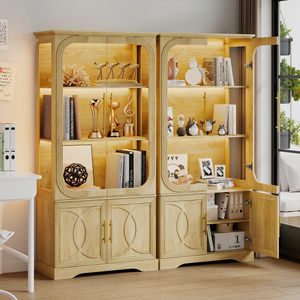 Vitrine moderne SENYU à arceaux avec étagères réglables, 5 étagères, meubles de salon en bois - Product Image 5