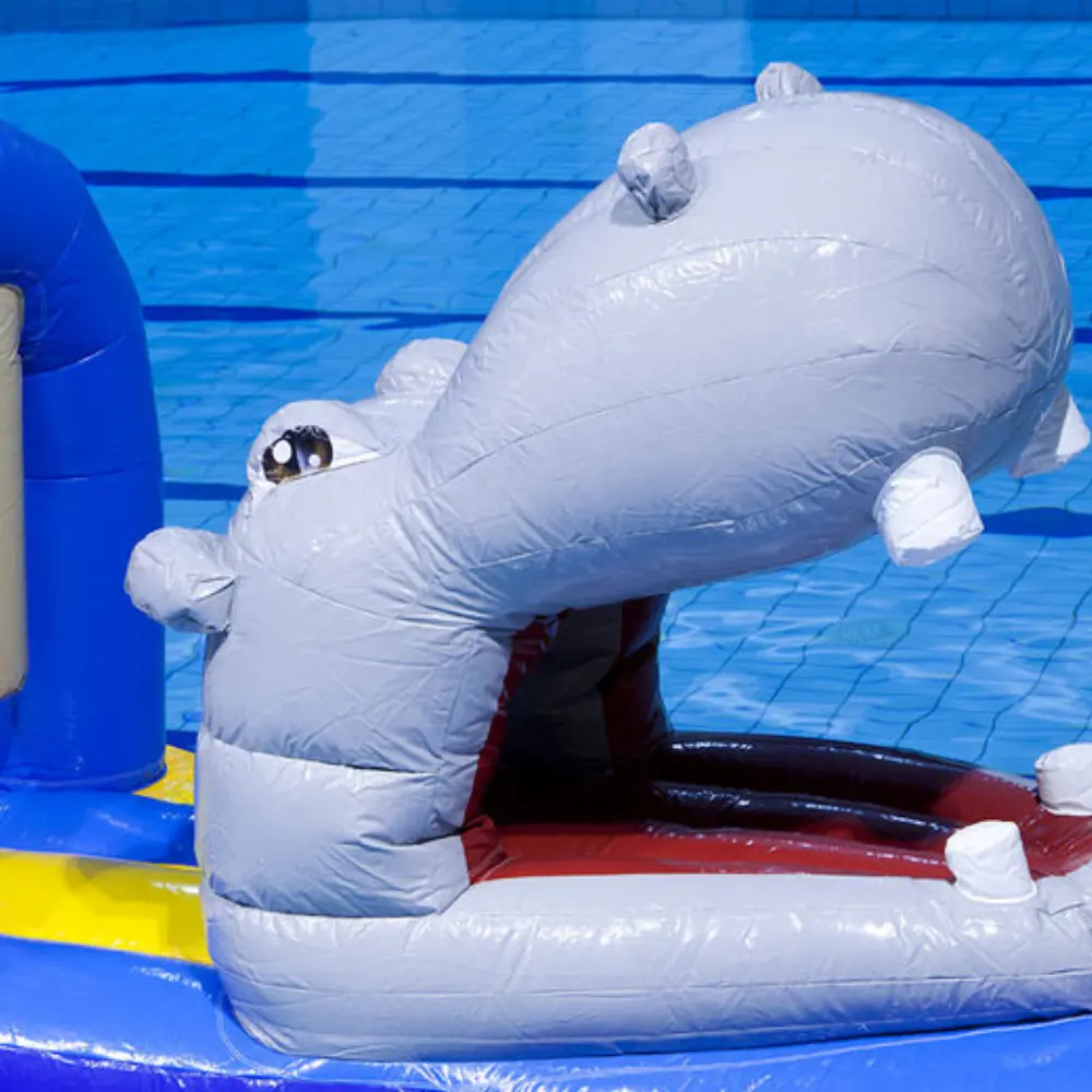 Các sự kiện thương mại ngoài trời hippo hình aque chạy với trượt trượt hồ bơi nổi cho trẻ em và người lớn