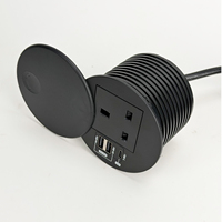 80mm Kesikli Entegre Güç Merkezi 65W Tip-C 2 USB-A İngiliz Prizli, Kapaklı, Sıçramaya Dayanıklı Masaüstü Priz, İş İstasyonları için