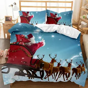 Ensemble de housse de couette imprimé 3D de noël, drap de lit imprimé personnalisé