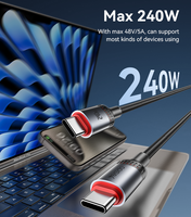 Kabel Data Pengisian Cepat CA185 1.2 Meter 240W Tipe-C ke Tipe-C dengan Selubung Nilon untuk Earphone dengan Transfer Data USB2.0