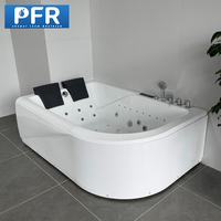 Baignoire de massage carrée autoportante moderne en acrylique blanc de 1,9 m, écologique, avec jets d'eau et d'air, hydromassage, robinet inclus pour