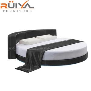 Кровать RUIYA в итальянском стиле, регулируемая, размера King Size, круглая, с обивкой из искусственной кожи и романтической LED-подсветкой – прямые поставки с завода - Product Image 2