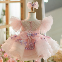 Robe de soirée tendance pour bébés filles, robe de bal de mode pour enfants, robe de princesse à fleurs pour filles