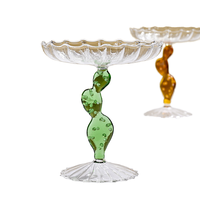 Plateau en verre émaillé couleur personnalisée, écologique, à motif tige de cactus, jetable pour fêtes, plat à poisson minimaliste, pour bonbons, artisanat de porche et ornements