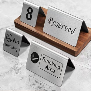 Cartelli Personalizzabili in Acciaio Inox con Avvertimento Fumo Proibito per Ristoranti/Uffici/Hotel - Product Image 4