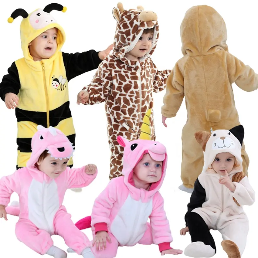 Hot Sell Baby Flanel Dier Romper Pasgeboren Capuchon Kids Jumpsuit Voor Halloween Dress Up