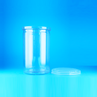 Boîte alimentaire ronde vide en plastique transparent PET de qualité alimentaire avec couvercle facile à ouvrir, étanche, sans BPA, pour snacks, biscuits, sucre