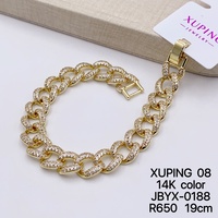 Bracelet de mode Xuping Jewelry, plusieurs styles, chaîne couleur or 14K, bracelet à maillons pavés de CZ synthétiques, vente en gros pour femmes