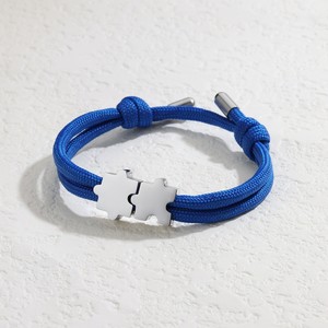 สร้อยข้อมือสแตนเลสสตีลชุบ PVD 18k แบบขายส่ง พร้อมจี้รูปจิ๊กซอว์ สร้อยข้อมือเชือกถักมิลานแบบทำมือสำหรับคู่รัก - Product Image 5