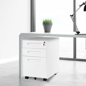 Meuble de classement mobile blanc à 3 tiroirs avec serrure pour usage domestique et professionnel - Product Image 1