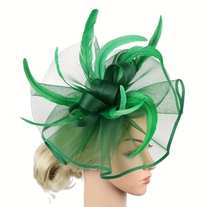 Sombrero fascinador de fiesta temática de estrella de cine para mujer poliéster Spandex pluma de pavo exagerada nupcial graduación foto diadema accesorio - Product Image 3
