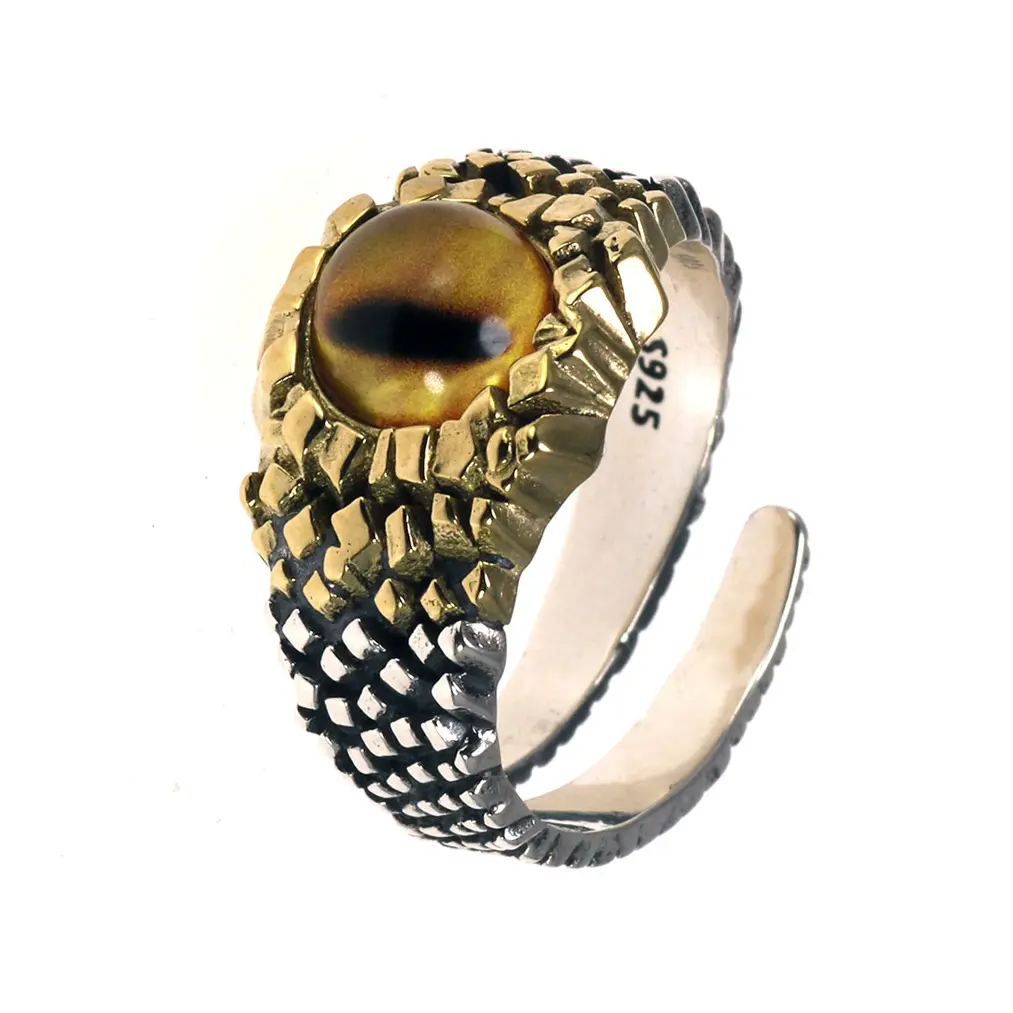 Real de plata pura S925 Tigre ojo anillos para los hombres y las mujeres amarillo y ojo de tigre azul anillos de joyería de piedra Natural