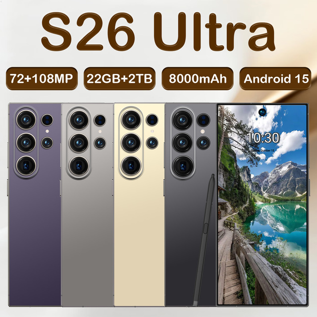 Hot Selling S26 Ultra 6.9-inch HD Screen Android15 108MP Camera 5G 22GB+2TB Large Memory Smartphone