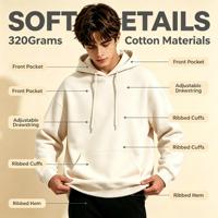 Sudadera con Capucha Extra Grande para Hombre, 100% Algodón, 550 g/m², con Logotipo Bordado en 3D, Personalizable para Pedidos al por Mayor