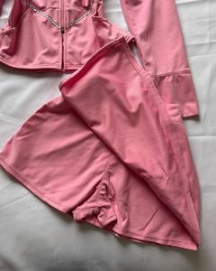Completo gonna due pezzi con strass, <span class=keywords><strong>sexy</strong></span>, con top a maniche lunghe con cerniera e spalle scoperte, minigonna aderente, <span class=keywords><strong>abbigliamento</strong></span> casual elegante da <span class=keywords><strong>donna</strong></span> - Product Image 5