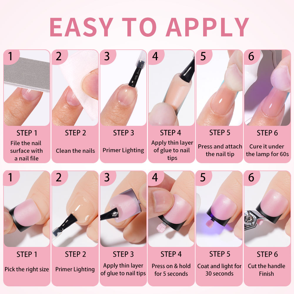 Factory Wholesale False French Toenails Hand Nails Set 60pcs French White Black Tips Square French Soft Press on Acrylic