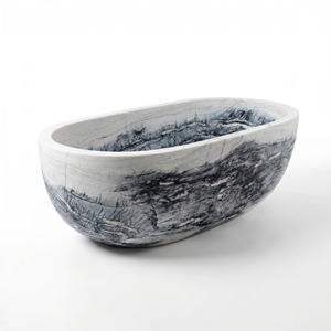 Baignoires ovales modernes sur mesure de luxe en marbre de Forêt-Noire exclusif, autoportantes pour salle de bain, villa et hôtel - Product Image 2