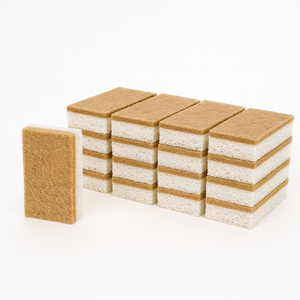 Dừa sợi gỗ bột giấy hai lớp xốp tự nhiên <span class=keywords><strong>Cellulose</strong></span> làm sạch pad sinh thái thân thiện Scrubber khối hộ gia đình công cụ - Product Image 1