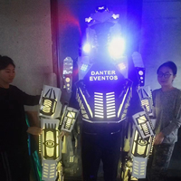 Nouveauté 2024 : Costumes de robot LED en aluminium robuste pour marcheurs sur échasses de boîte de nuit, accessoires de scène