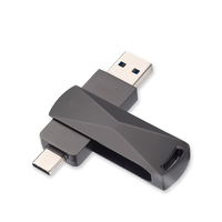 Flash Drive USB 2.0 Tipe-C Putar Berbahan Logam 2-in-1 Kecepatan Tinggi dengan Logo Kustom dan Garansi 3 Tahun