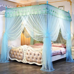 Moustiquaire de lit de reine carrée décorative en dentelle romantique de style palais européen - Product Image 3
