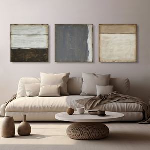 Art mural 3D encadré, peinture à l'huile minimaliste, toile peinte à la main pour la décoration de la maison ou du bureau de style bohème-minimaliste - Product Image 5