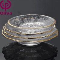 Accueil clair Mini Snack assiette plat japonais Kung Fu café boisson sous-verre soucoupe Table cristal rond or bordé verre thé tapis Pad
